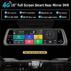 10'' Full Touch IPS 4G Car SUV DVR Dash Cam Dual Lens Android GPS Bluetooth ADAS