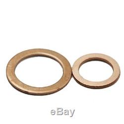 120Pc 8 Sizes Assorted Car Engine Copper Crush Washers Seal Gasket Flat Ring Set