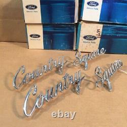 1969 1970 Nos Ford Country Squire Quarter Panel Emblem Pair C9az-7125622-f