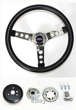 1985-1988 Ford Ranger Grant Black & Chrome Steering Wheel 13 1/2 Style Horn Kit