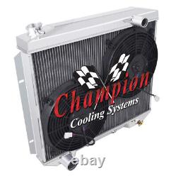 2 Row KR Champion Radiator, 2 12 Fans for 1957 1959 Ford Country Squire V8 Eng