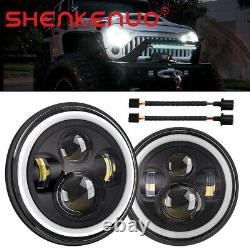 2Pcs 7 inch 100W Round LED Headlight Hi/Lo DRL Beam For Ford Mustang 1965-1978