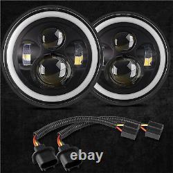 2Pcs 7 inch 100W Round LED Headlight Hi/Lo DRL Beam For Ford Mustang 1965-1978