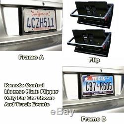 2X US Front Rear Hide-Away Shutter Cover Up Electric Stealth License Plate Frame