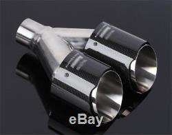 2x Glossy Carbon Fiber Car Exhaust Pipe Tail Quad Exhaust Muffler Tip-Right+Left