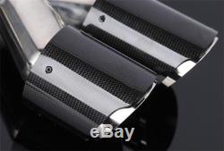2x Glossy Carbon Fiber Car Exhaust Pipe Tail Quad Exhaust Muffler Tip-Right+Left