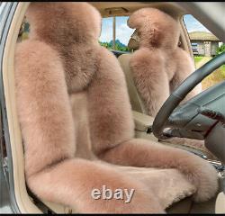 2x Soft Genuine Australian Sheepskin Fur Long Wool Car Front Seat Covers Winter