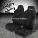 2x Type-r Black Canvas Reclinable Racing Seat+4-point Black Harness Buckle Belt