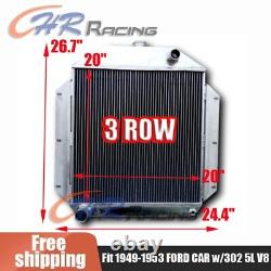 3 Row Radiator For 1949-1953 52 Ford Cars Country Squire Sedan Chevy Engine 3.9L