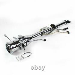 33 Chrome Keyed Steering Column Column Shift with 9 Hole Wheel Adapter