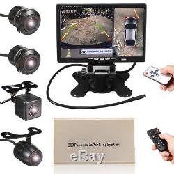 360° 4 Cams 7'' HD Monitor Car DVR Recording Panoramic Bird View Parking System