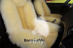 3Pcs Genuine Australian Sheepskin Fur Car Seat Protector Covers Warm Comfortable