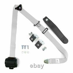 3pt White Retractable Seat Belt With Mounting Brackets Standard Buckle