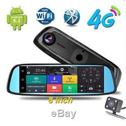 4G 8inch Touch GPS Car DVR Camera Mirror GPS WIFI Android 5.1 Dual Lens Recorder