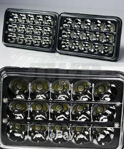 4PC 4x6 H4651/4652/4656 45W LED Black Crystal Sealed Beam Headlights Replacement