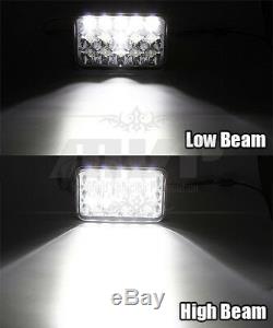 4PC 4x6 H4651/4652/4656 45W LED Black Crystal Sealed Beam Headlights Replacement