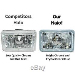 4X6 Amber LED Halo Angel Eye Halogen H4 Headlight Crystal Clear Headlamp Bulbs