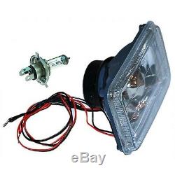 4X6 Amber LED Halo Angel Eye Halogen H4 Headlight Crystal Clear Headlamp Bulbs