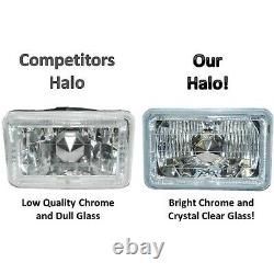 4X6 Green LED Halo Angel Eye Halogen H4 Headlight Crystal Clear Headlamp Bulbs