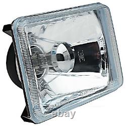 4X6 Halogen Crystal Clear Glass Lens Metal Headlight H4 Light Bulb Headlamp Set