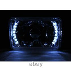 4X6 White LED Halo Drl Halogen Headlight Headlamp Light Bulbs Crystal Clear Set