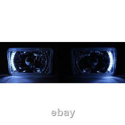 4X6 White LED Halo Drl Halogen Headlight Headlamp Light Bulbs Crystal Clear Set