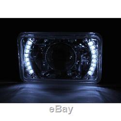 4X6 White LED Halo Projector Halogen Headlight Headlamp Bulbs Crystal Clear Set
