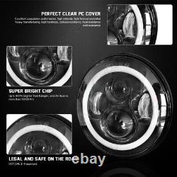 4x 5.75 5-3/4 H5001 H5006 LED Halo Projector Headlight For Peterbilt 359 379