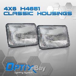 4x6 H4651/H4666 Glass Housing Head Light Lamp Conversion Chrome (Set E) H4