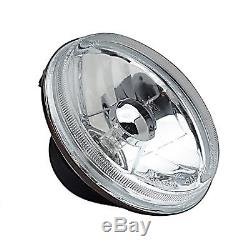 5-3/4 Crystal Clear Glass Metal Headlight 6k LED HID H4 Light Bulb Headlamp Set
