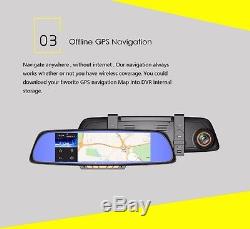 6.86HD 1080P Car GPS Dual Lens Morrior DVR Rear Camera Android WiFi FM G-sensor