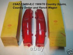 69 70 Ford Country Squire Sedan Ranch Station Wagon Tail Light Lenses Lens Stop