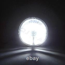 7 Crystal Glass Lens Headlight LED 100W H4 Light Bulb Headlamp Pair