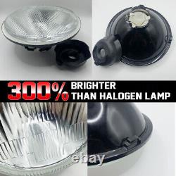 7 Crystal Glass Lens Headlight LED 100W H4 Light Bulb Headlamp Pair
