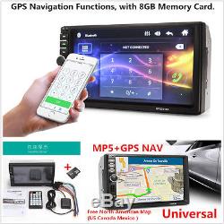 7 HD 2 Din Touch Screen Car GPS Navigation Bluetooth FM Radio Stereo MP5 Player