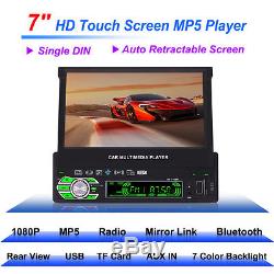 7in 1-DIN HD Car MP5/3 Player Folding Touch Screen Bluetooth Radio FM AUX SD USB