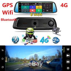 8 4G GPS Bluetooth WIFI Rear View Mirror DashCam Car DVR Backup Camera G-Sensor