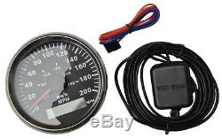 85mm GPS MPH Kmh Analogue Speedometer Digital Odo Gauge Red LED Black Bezel Auto