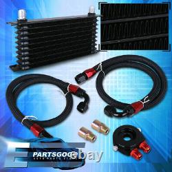 9-Row Aluminum Oil Cooler +Filter Relocation Plate +Lines Black Track Drift