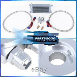 9-Row N/A Turbo Oil Filter Cooler Relocation Adapter Sandwich Plate Kit Silver