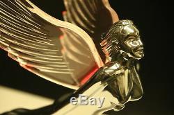 Art Deco Flying Godess 40's 50's Hood Ornament Custom Hot Rod Clear Wings Pink