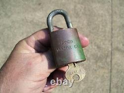 Brass Original Ford motor co. Auto Padlock lock key accessory vintage tool kit