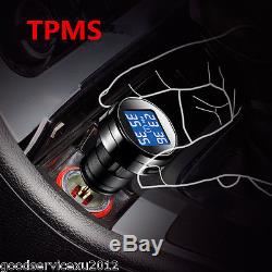 Car Autos Wireless TPMS Tire Pressure Monitoring LED Display 4 External Sensors