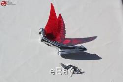 Chrome Red Light Up Winged Flying Godess Angel Novelty Custom Hood Ornament New