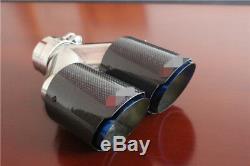 Durable 63mm Inlet 89mm Real Carbon Fiber Car Dual Exhaust Pipe Tail Muffler Tip