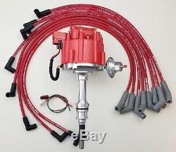 FORD SMALL BLOCK 351W WINDSOR HEI DISTRIBUTOR + RED 8.5mm SPARK PLUG WIRES USA