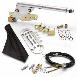 Floor Mount Emergency Parking Brake Black Boot, Chrome Ring and Cable Kit
