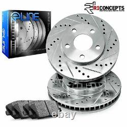 For 1973 Ford Country Squire, Custom 500 Front Drill Slot Brake Rotors+SD Pads