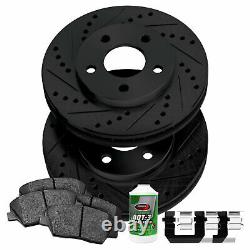 For 1974 Ford Country Squire Front Black Drill Slot Brake Rotors+Ceramic Pads