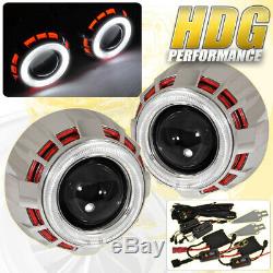 For Gmc 2.5 Retrofit Projector Headlights Halo Ring Devil Eye Shrouds Red White